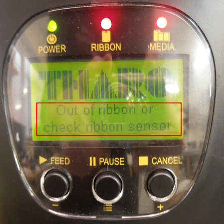Ribbon sensor error - label printer