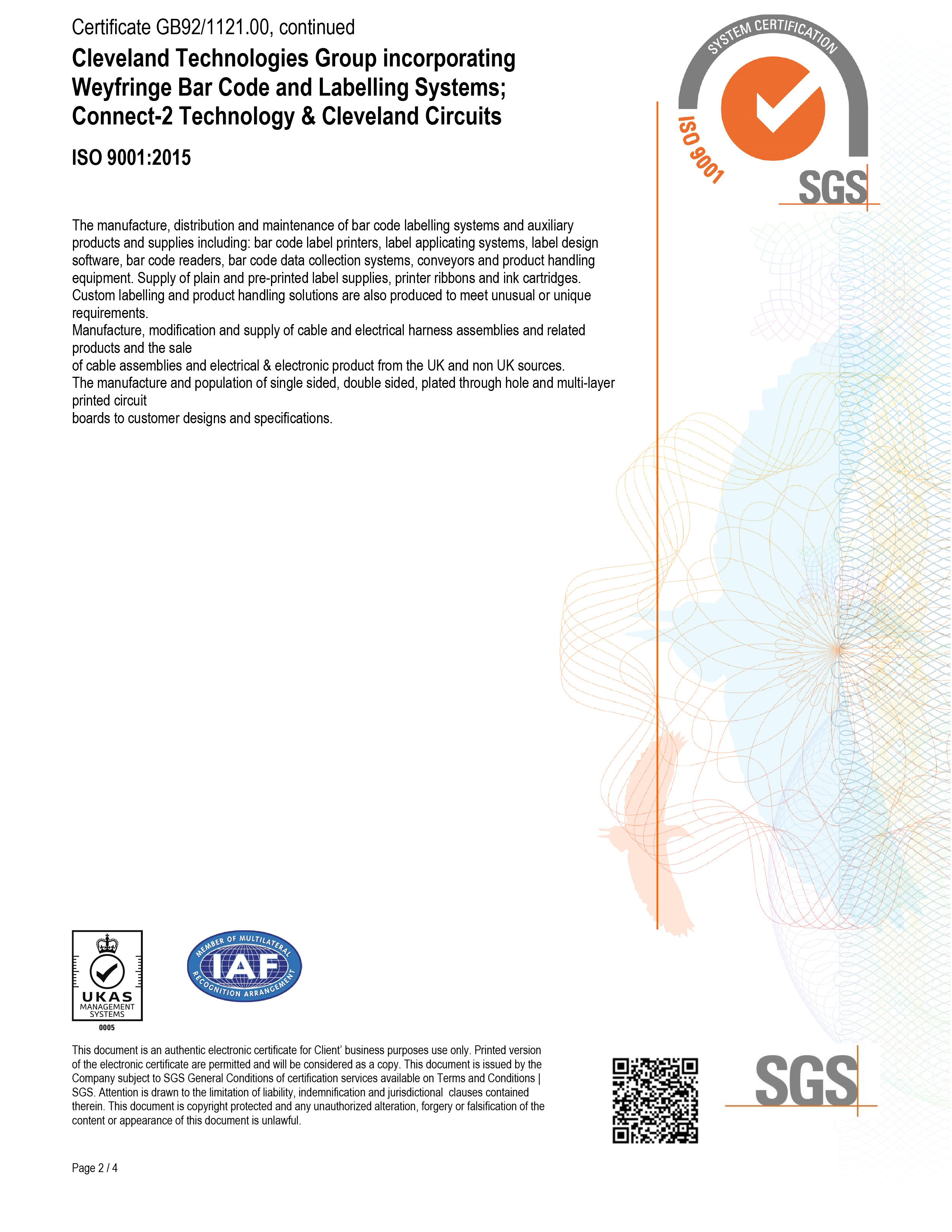 CTG Ltd ISO9001:2015 cert 2