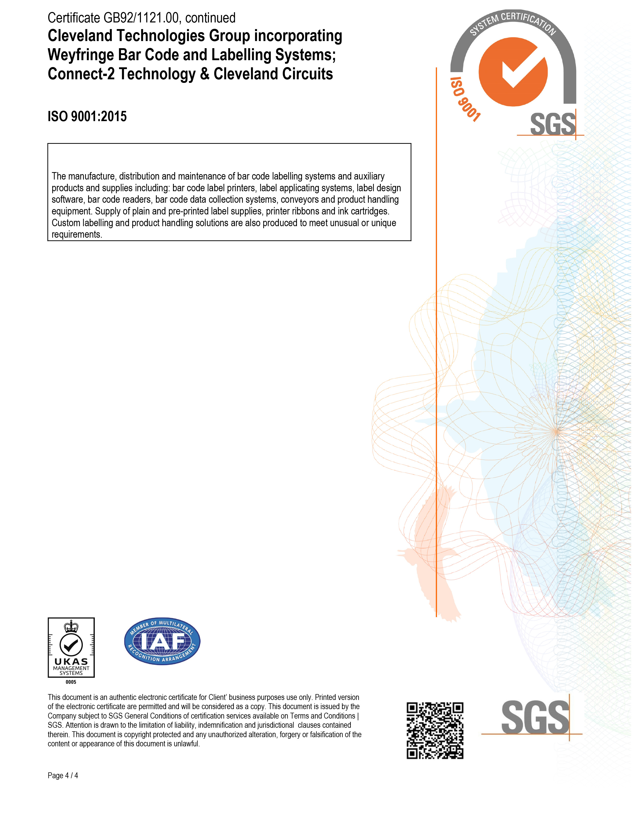 CTG Ltd ISO9001:2015 cert 4